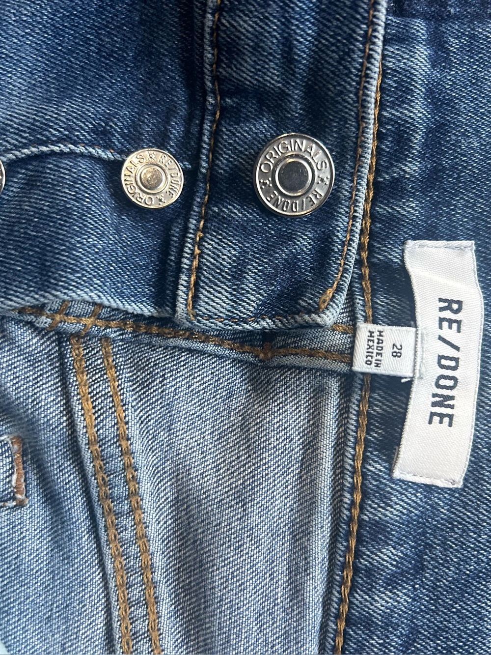 Re/Done Distressed Light Blue High-Waist Jeans